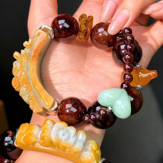 007 Jadeite Garnet Amber  Bracelet 2025 Energy High Quality Fashion Feng Shui Bracelet Gift Bead Bracelet Jewelry