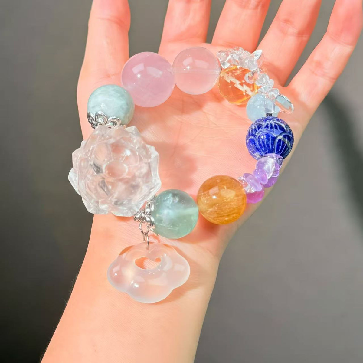 049 Amethyst Jadeite  Feng Shui Fashion Bracelet Bead Bracelet Magnetic Jewelry Gift
