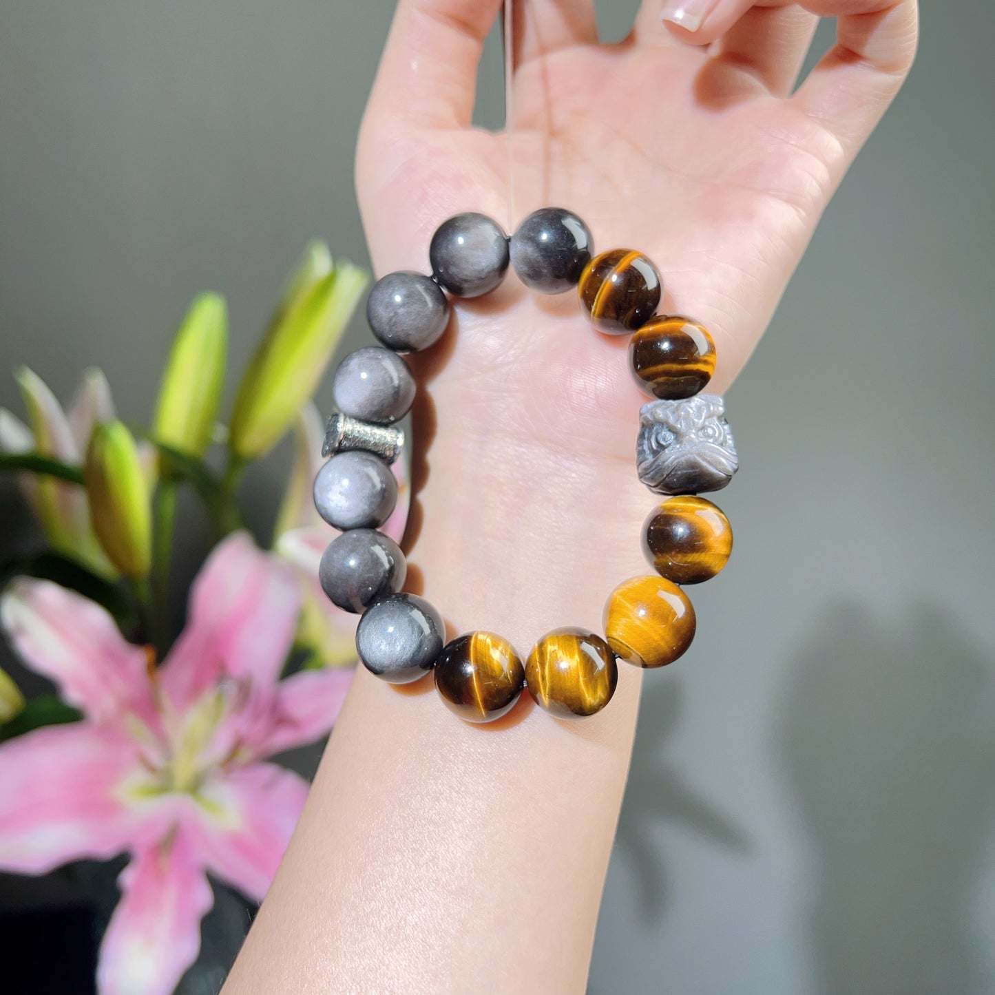 055 tai sui Obsidian Tiger Eye Stone Bracelet. Lucky Charm Bracelet 2025 Energy Magnetic High Quality Gift ID:1731114834781178287