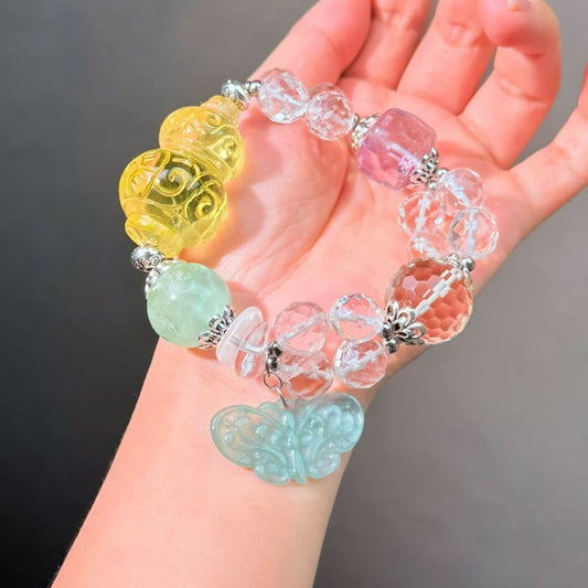 007 Citrine Clear Quartz Jadeite Bracelet Energy High Quality Fashion Feng Shui Bracelet Gift Bead Bracelet Jewelry