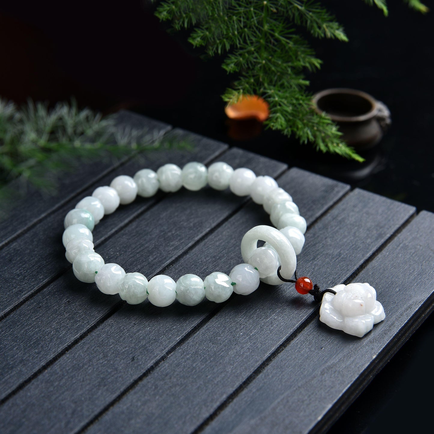 059 Jade Lotus Bracelet Charm Lucky Bracelet