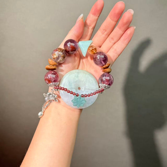 014 Phantom Quartz Jadeite Garnet Bracelet, High-Quality Fashion Feng Shui Beads Magnetic Jewelry, Bangles Gift Idea
