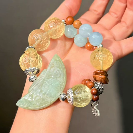014 Citrine Jadeite Aquamarine Bracelet Energy High Quality Fashion Jewelry Feng Shui Beads Magnetic Gift