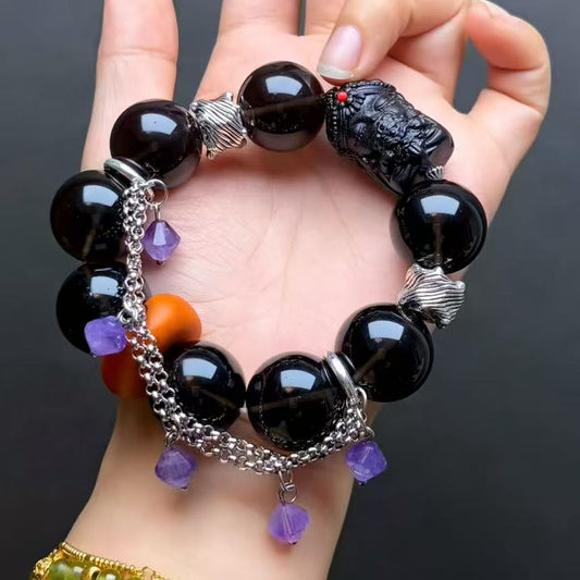 016 Obsidian Sandalwood Bracelet Energy High Quality Fashion Jewelry Feng Shui Bead Bracelet Gift