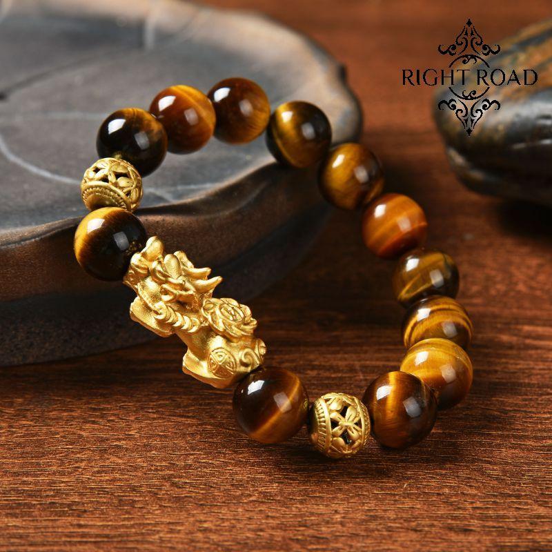 005 Yellow tiger eye piyao bracelet 10MM/12MM bead bracelet with certificate and box shipped within 24 hours