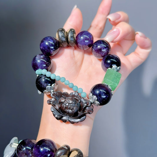 019 Amethyst Strawberry Quartz Sandalwood Quartz high quality lucky charm bracelet 2025 energy feng shui magnetic fashion jewelry beads bracelet gift