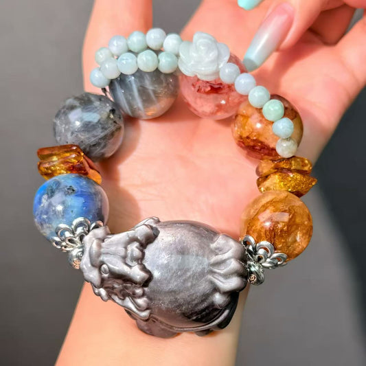 055 Cordierite Rose Quartz Bracelet 2025 Energy High Quality Fashion Jewelry Beads Bracelet Gift