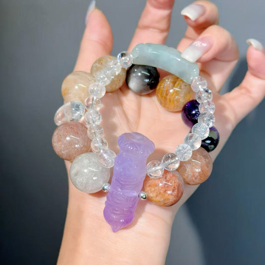 042 Amethyst Phantom Q Jadeite bracelet 2025 high quality energy feng shui fashion cute bracelet beads bracelet gift