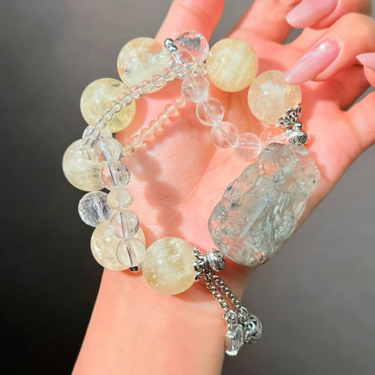 017 Azeztulite Clear Quartz Phantom Q bracelet energy high quality fashion jewelry magnetic beads bracelet gift