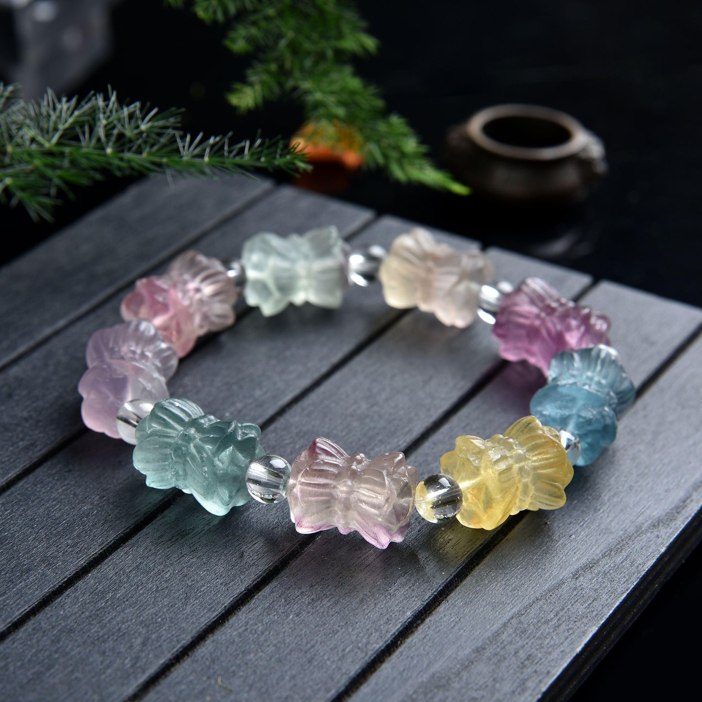 036 Fluorite bracelet with certificate lucky charm bracelet