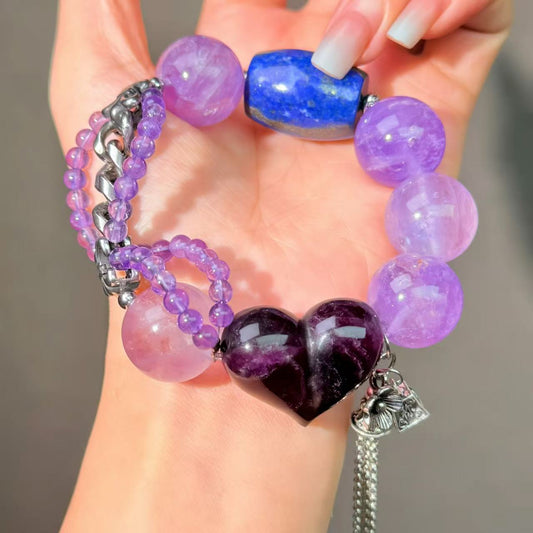 022 Amethyst Fluorite Lapis Lazuli High Quality Fashion Jewelry Feng Shui Magnetic Beads Bracelet Gift