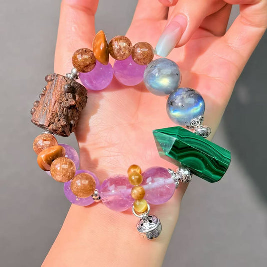 043 Malachite Amethyst Labradorite High Quality Magnetic Feng Shui Fashion Jewelry Bead Bracelet Gift
