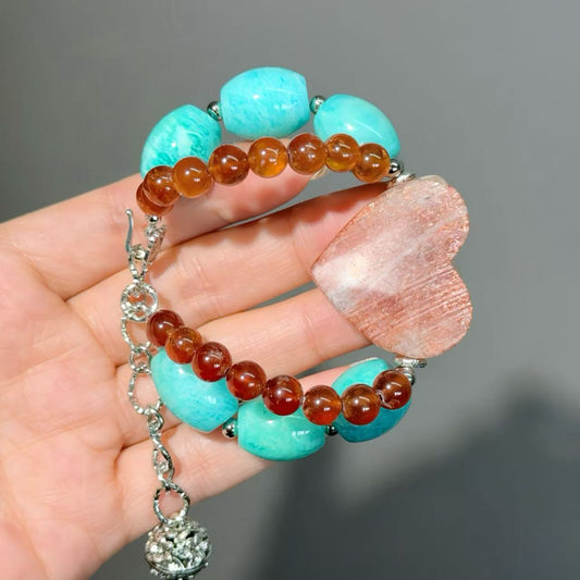017 Amazonite Garnet Sunstone bracelet 2025 energy high quality fashion jewelry magnetic beads bracelet gift