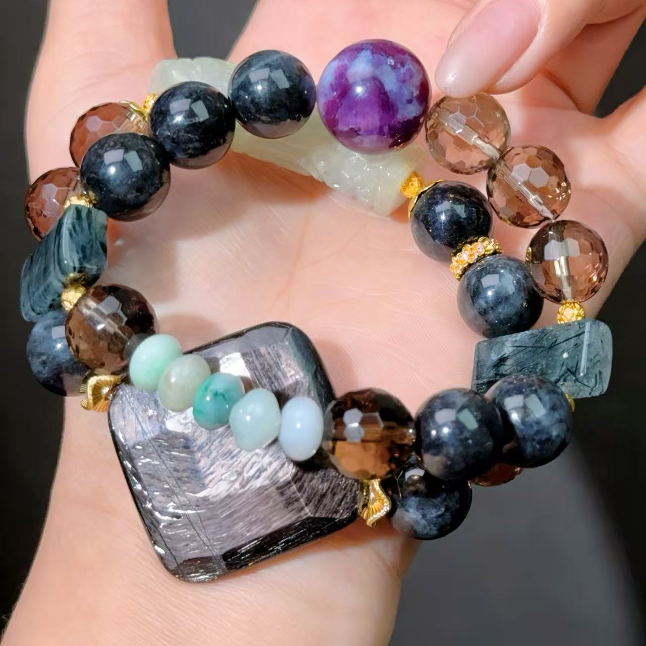 030 Hypersthene  Smoky Quartz Jadeite Bracelet 2025 Energy High Quality Fashion Jewelry Feng Shui Beads Bracelet Gift