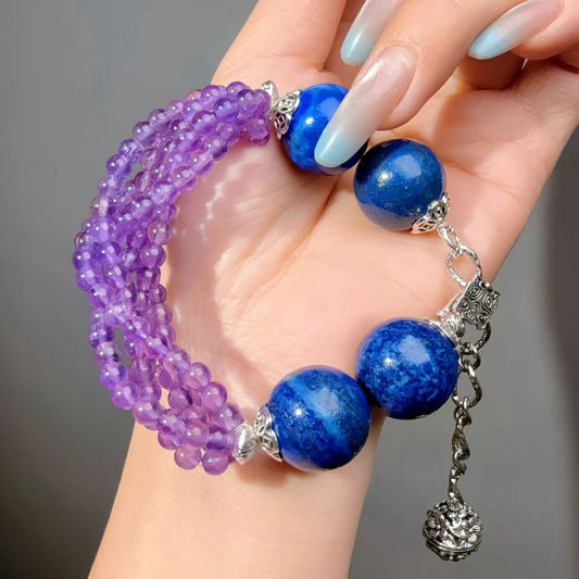 029 Lapis Lazuli Amethyst bracelet 2025 feng shui energy fashion bracelet