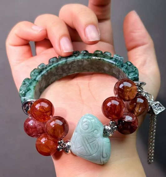 018 Jadeite  Hematoid Quartz Bracelet High Quality Energy Magnetic  Bracelet Gift