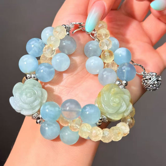 017 Aquamarine Jadeite Citrine bracelet 2025 energy high quality fashion jewelry magnetic beads bracelet gift