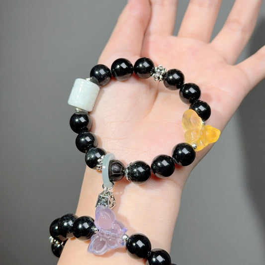 017 Hypersthene Jadeite Fluorite Lucky charm bracelet 2025 energy high quality fashion jewelry magnetic beads bracelet gift