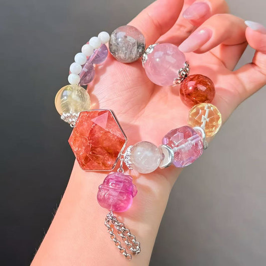 012 Hematoid Q Amethyst Citrine Bracelet Energy High Quality Fashion Jewelry Feng Shui Beads Magnetic Gift