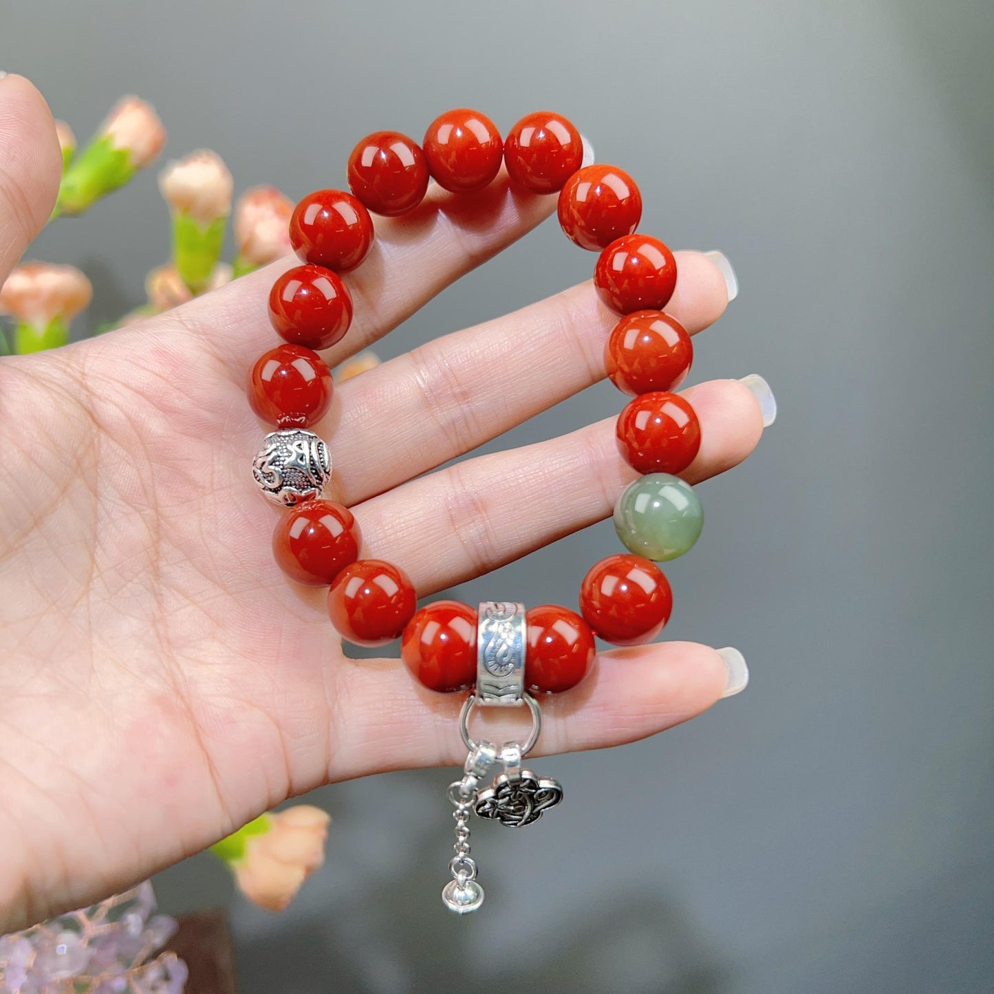 004 High Quality South Red Agate Bracelet Combination Link, Lucky Charm Bracelet 2025 Energy Magnetic Bead Bracelet Gift