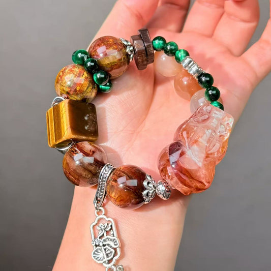 019 Pietersite Hematoid Q Sunstone Lucky charm bracelet energy feng shui magnetic fashion jewelry beads bracelet gift