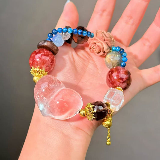 011 Clear Quartz Labradorite Hematoid Q bracelet