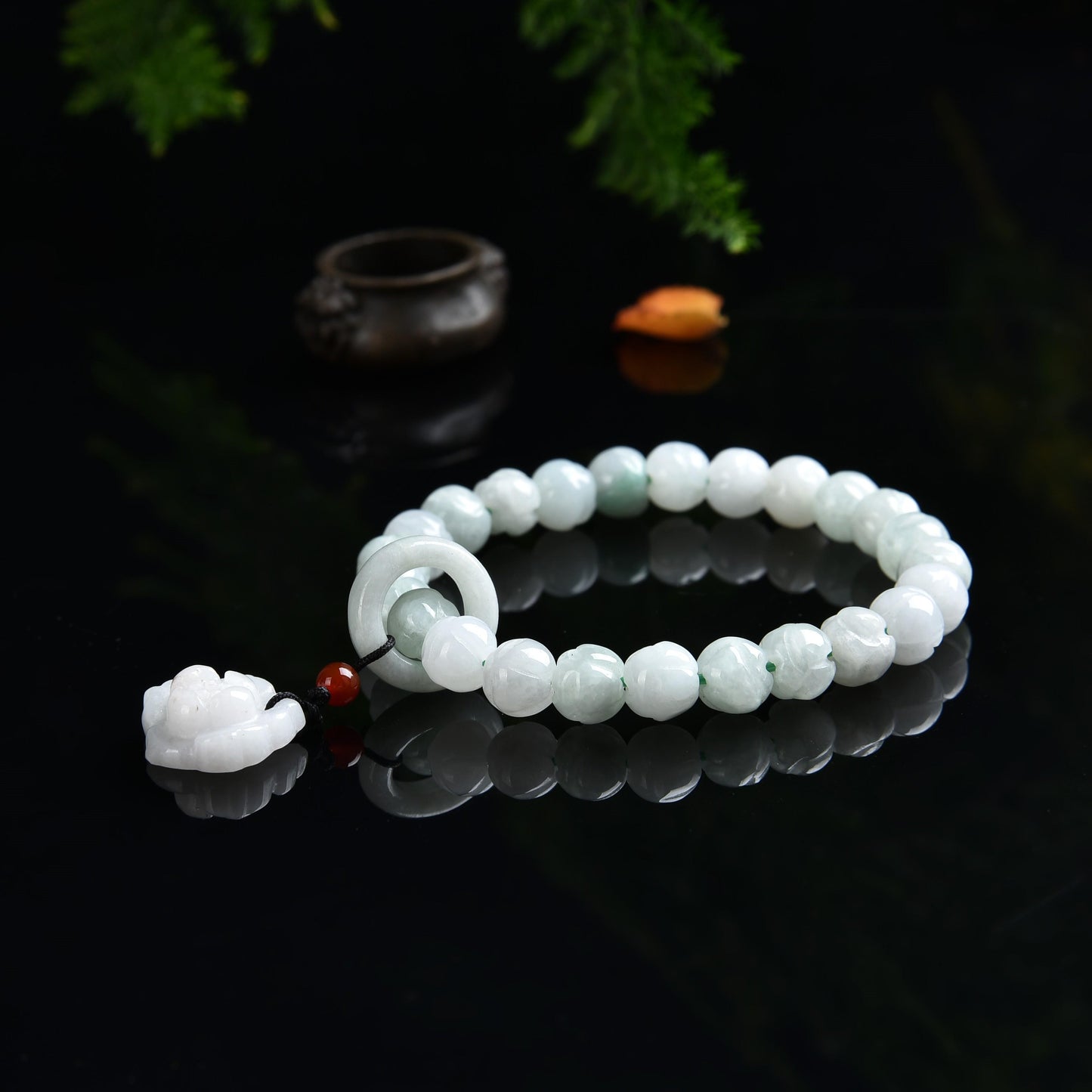 059 Jade Lotus Bracelet Charm Lucky Bracelet