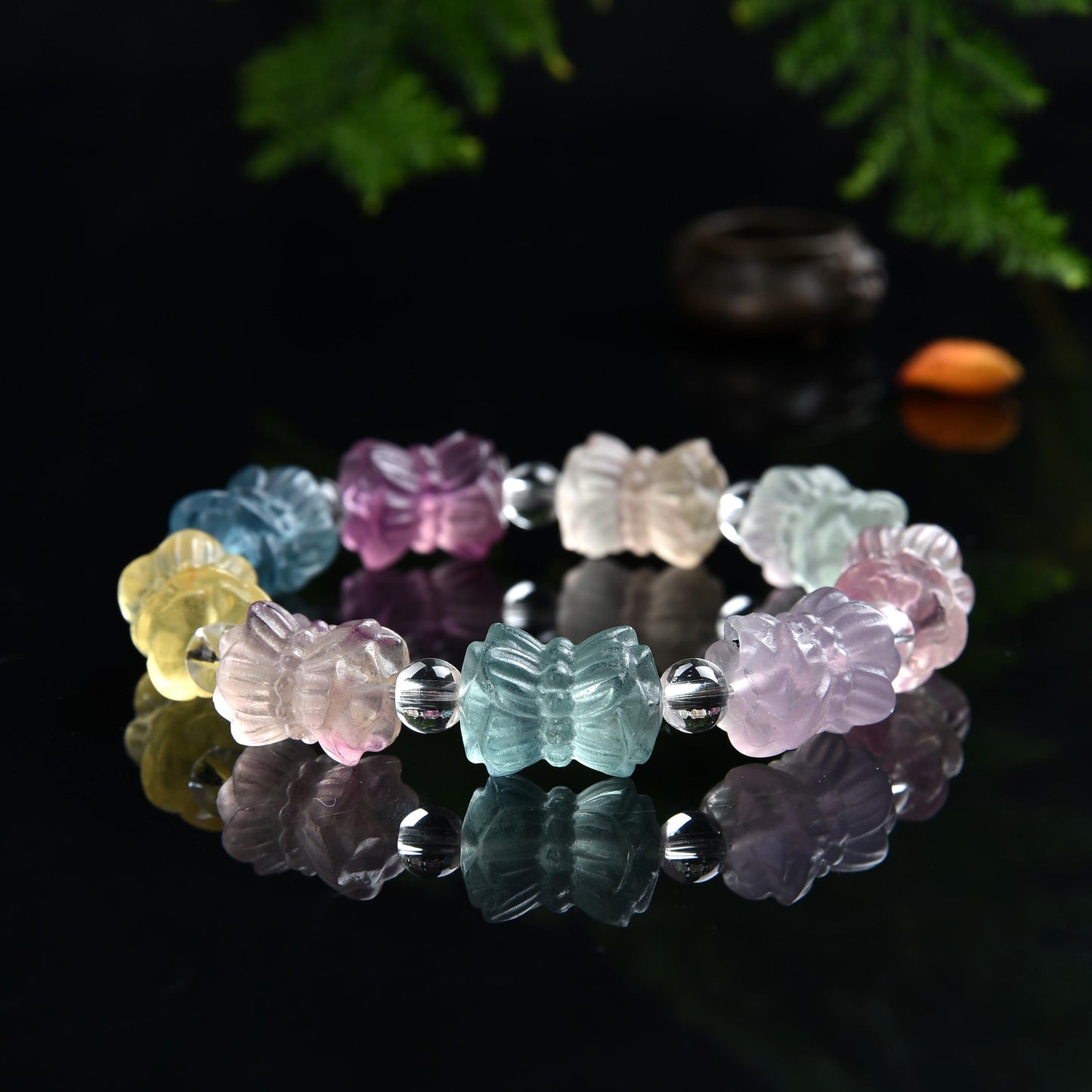 036 Fluorite bracelet with certificate lucky charm bracelet