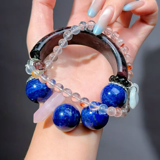 019 Garnet Lapis lazuli Rose quartz lucky charm bracelet 2025 energy feng shui magnetic fashion jewelry beads bracelet gift