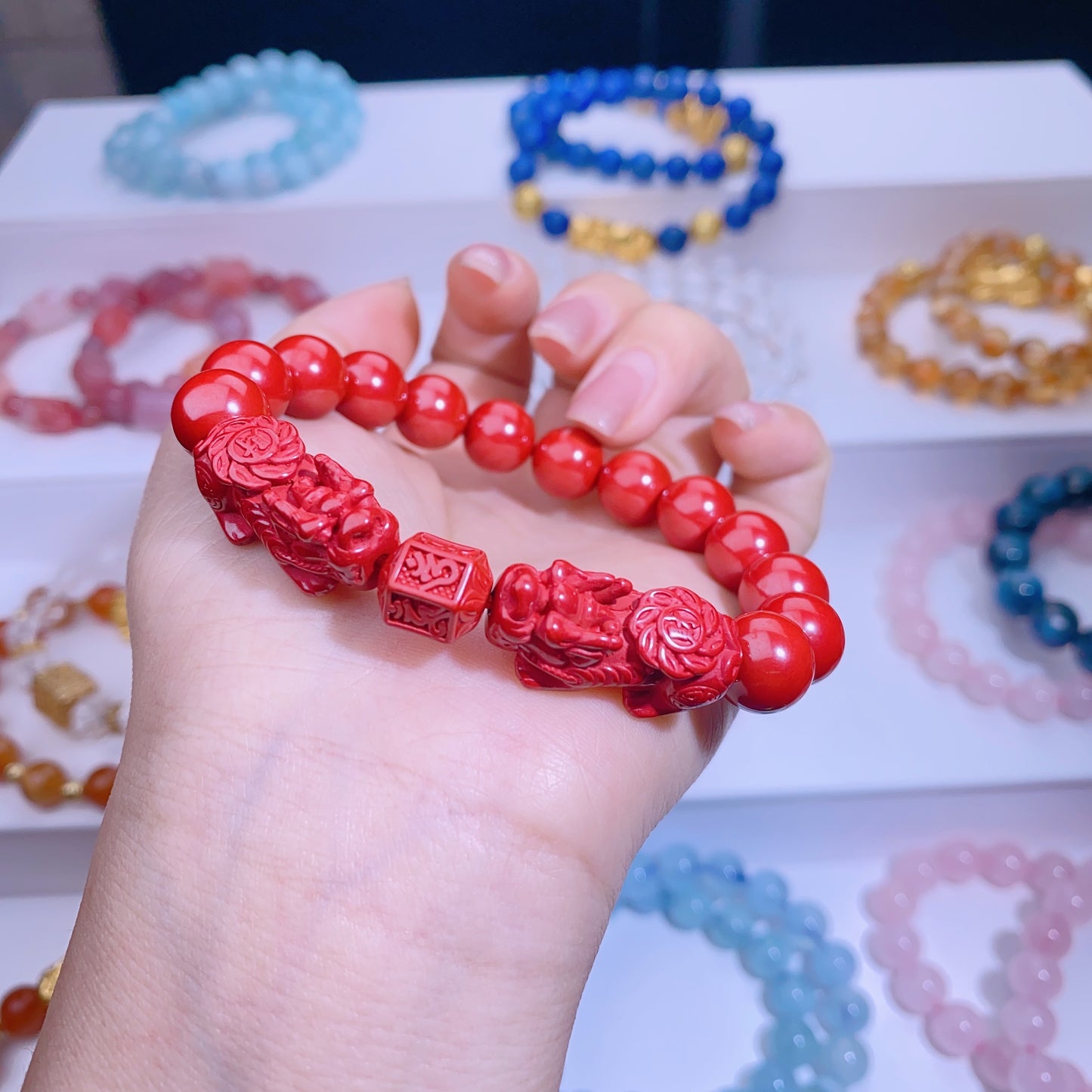 046 Cinnabar Piyao Bracelet, high content and high quality cinnabar. More than 90% cinnabar content. Feng Shui energy lucky charm bracelet 2025 magnetic healing bracelet beads bracelet gift