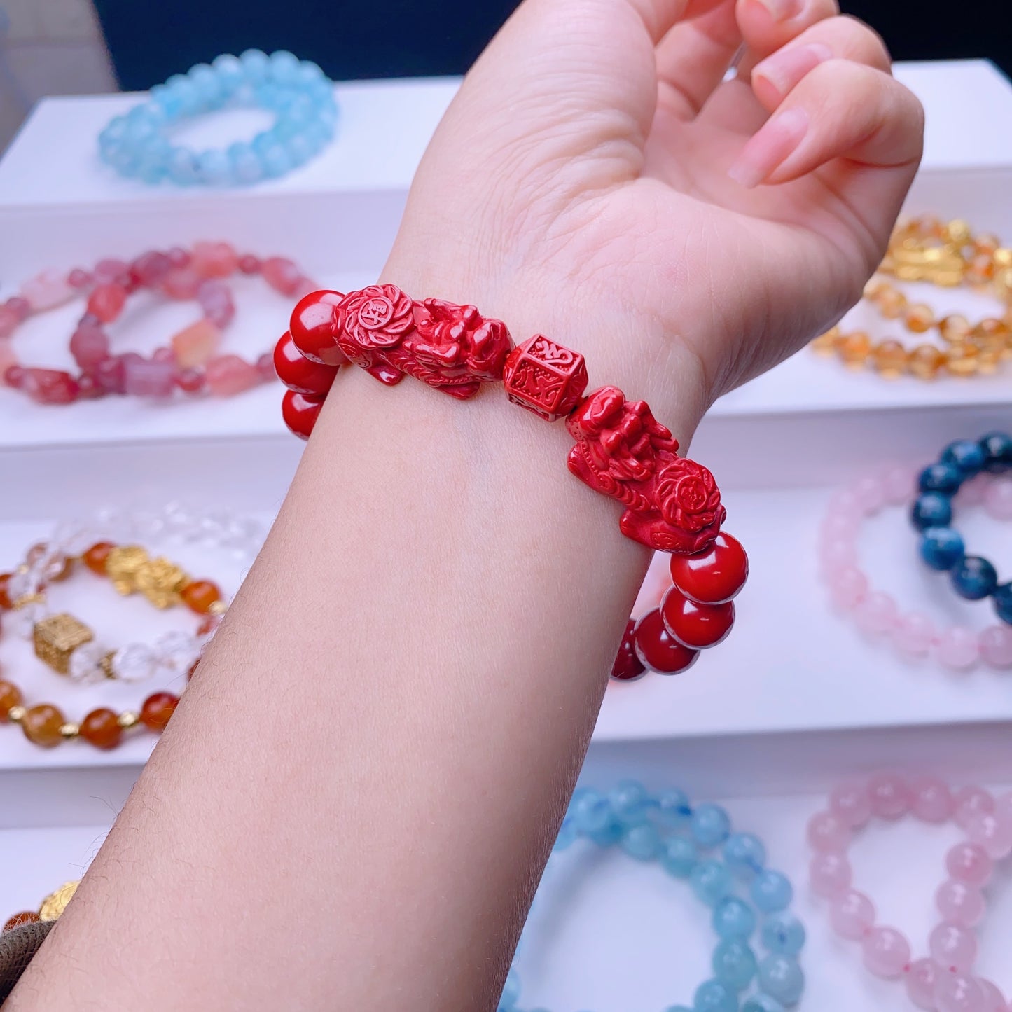 046 Cinnabar Piyao Bracelet, high content and high quality cinnabar. More than 90% cinnabar content. Feng Shui energy lucky charm bracelet 2025 magnetic healing bracelet beads bracelet gift