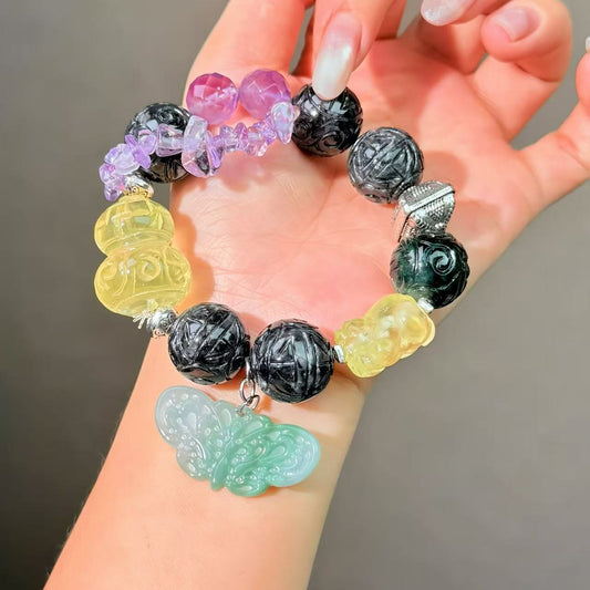 021 Jadeite Citrine Amethyst bracelet energy high quality fashion jewelry magnetic beads bracelet gift