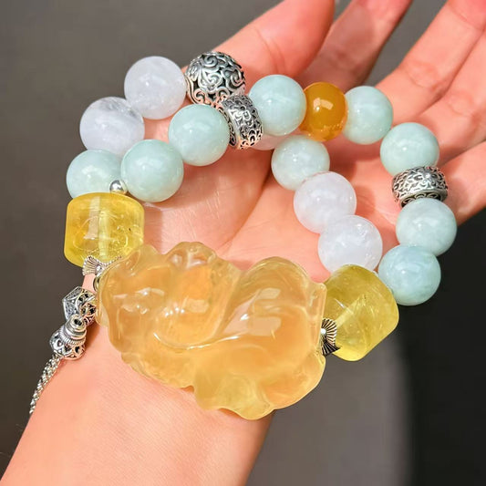 014 Jadeite Citrine Phantom Quartz Bracelet Energy High Quality Fashion Jewelry Feng Shui Beads Magnetic Gift