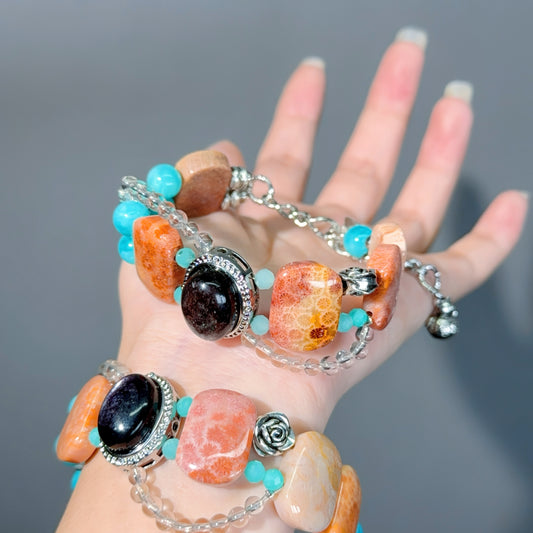 025 Coral Jade Amazonite Lepidolite High Quality Lucky Charm Bracelet Energy Feng Shui Bring Love Magnetic Gift