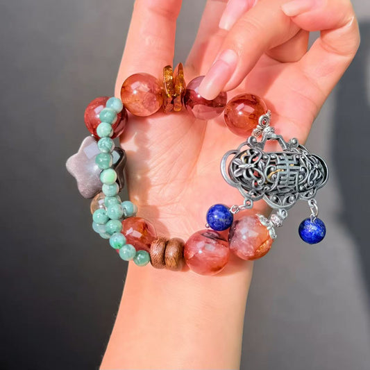 047 Hematoid Q Obsidian Jadeite Bracelet High Quality Zirconia Lucky Charm Bracelet 2025