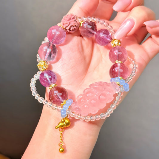 011  Amethyst Rose Quartz Clear Quartz bracelet