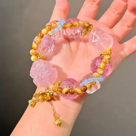 021 Rose quartz amethyst Clear Quartzbracelet energy high quality fashion jewelry magnetic beads bracelet gift