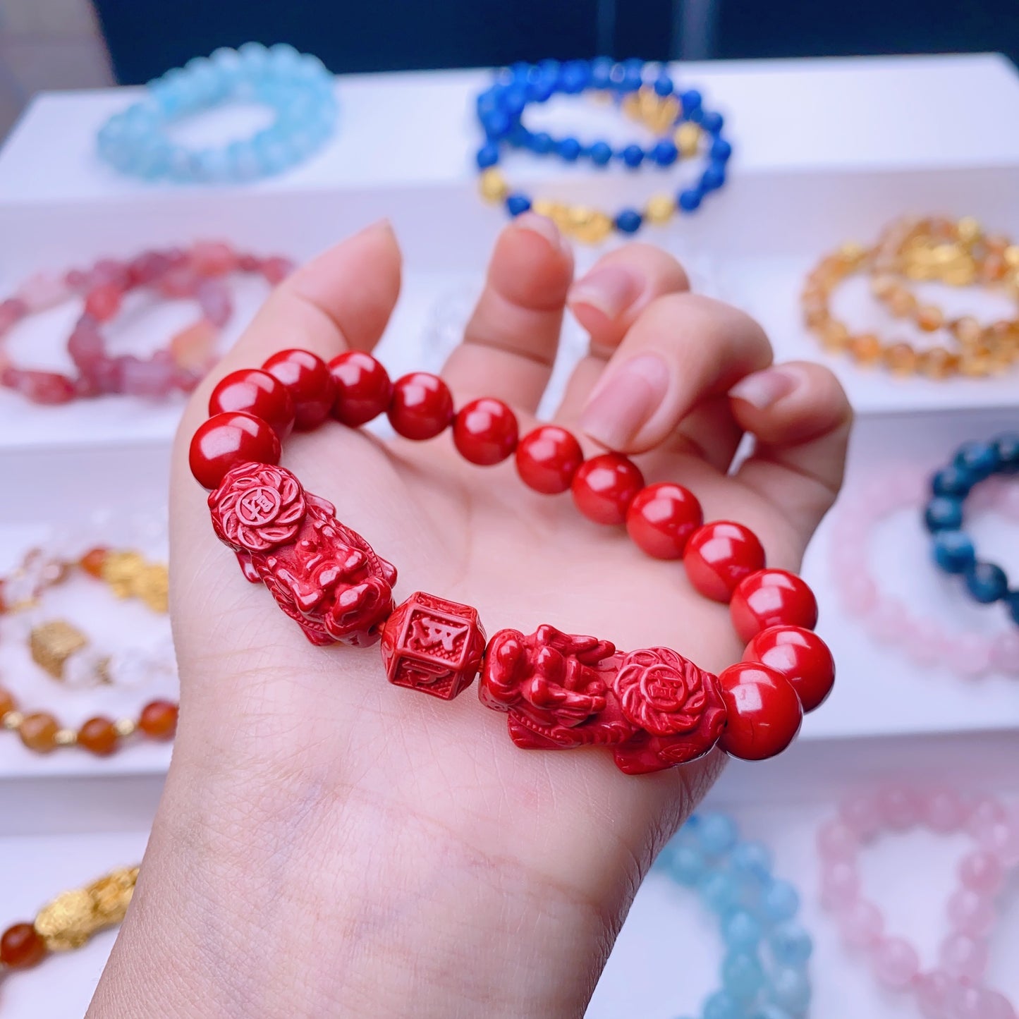 046 Cinnabar Piyao Bracelet, high content and high quality cinnabar. More than 90% cinnabar content. Feng Shui energy lucky charm bracelet 2025 magnetic healing bracelet beads bracelet gift