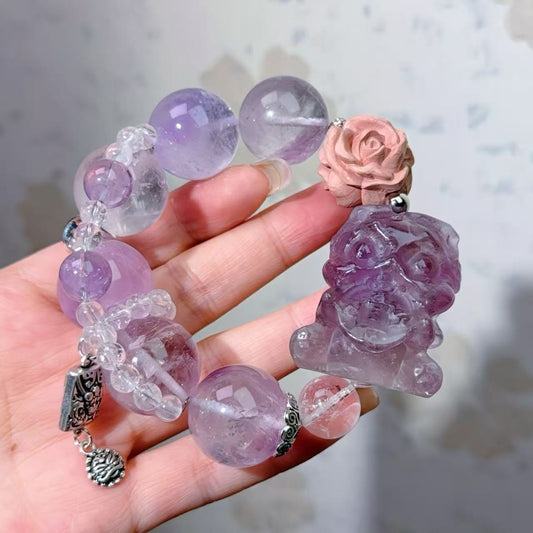 048 Amethyst Clear Quartz Bracelet 2025 Energy High Quality Fashion Jewelry Beads Magnetic Gift
