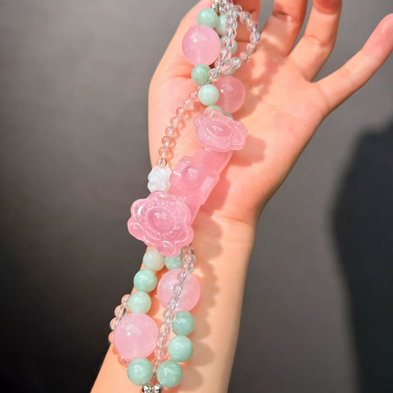 035 Rose Quartz Jadeite Clear Quartz  Bracelet 2025 High Quality Energy Magnetic  Bracelet Gift