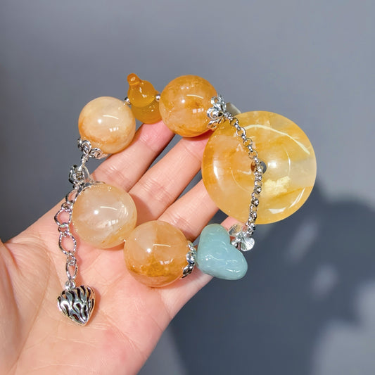035 Hematoid Q jadeite chalcedony  Lucky Charm Bracelet 2025 High Quality Energy Magnetic Feng Shui Bracelet Gift