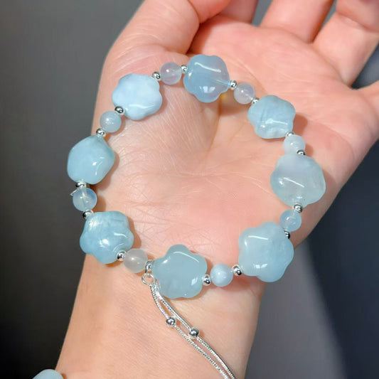 076 Aquamarine Fashion Jewelry Feng Shui Bead Bracelet Gift