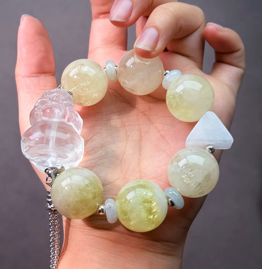 012 Azeztulite Clear Quartz Jadeite Jewelry Magnetic Feng Shui Bracelet Gift