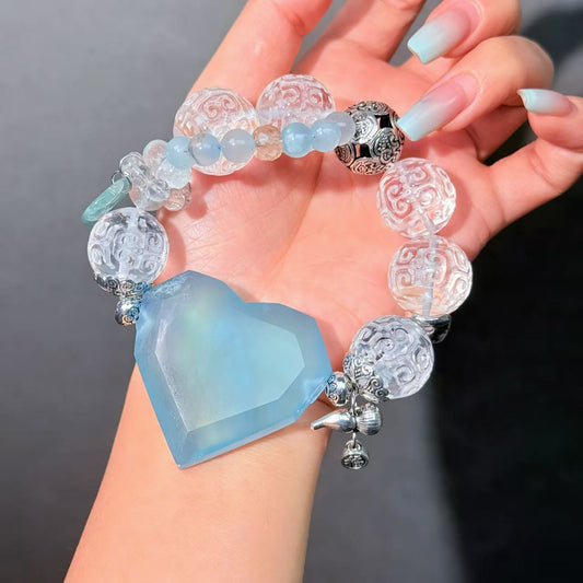 021 Aquamarine Clear Quartz bracelet energy high quality fashion jewelry magnetic beads bracelet gift