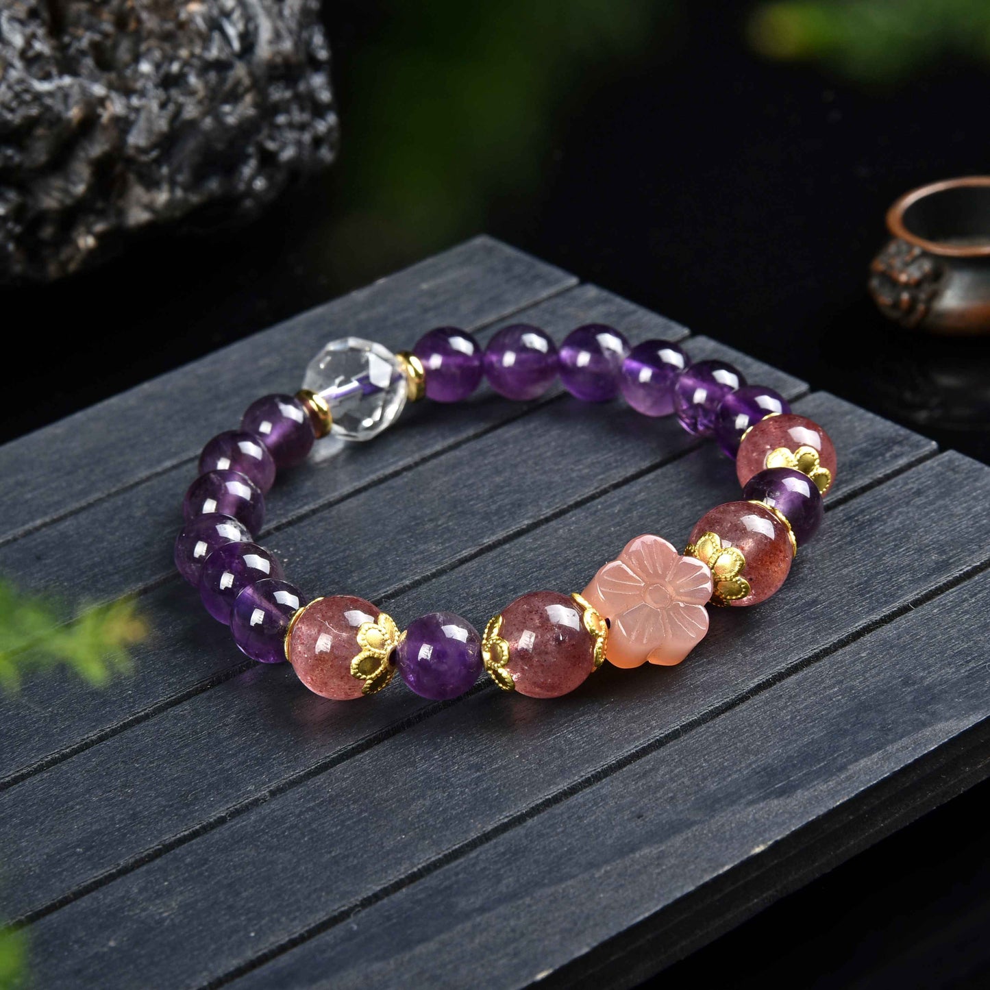 Amethyst Rose Salt Agate Bracelet