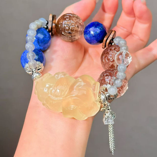 012 Smoky Quartz Citrine Lapis Lazuli Bracelet