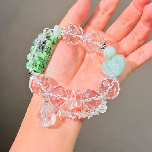 017 Clear Quartz Jadeite bracelet energy high quality fashion jewelry magnetic beads bracelet gift