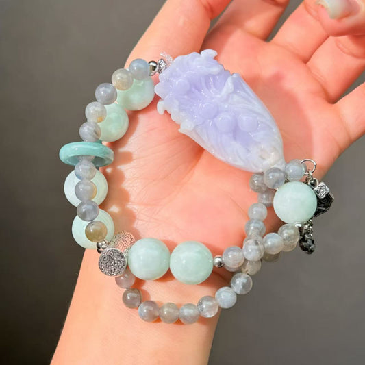 014 Jadeite Labradorite Bracelet Energy High Quality Fashion Jewelry Feng Shui Beads Magnetic Gift