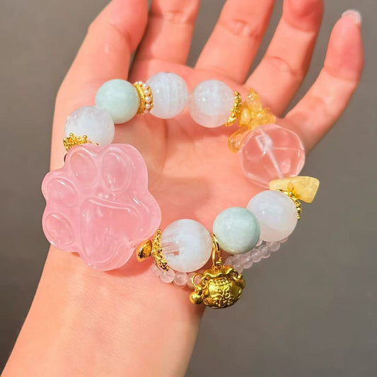 012 Rose Quartz Jadeite Phantom Q Bracelet, High-Quality Fashion Feng Shui Beads Magnetic Jewelry, Bangles Gift Idea