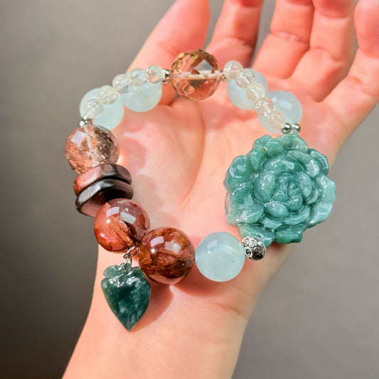 012 Aquamarine Jadeite Smoky Quartz  Bracelet Energy High Quality Fashion Jewelry Feng Shui Beads Magnetic Gift